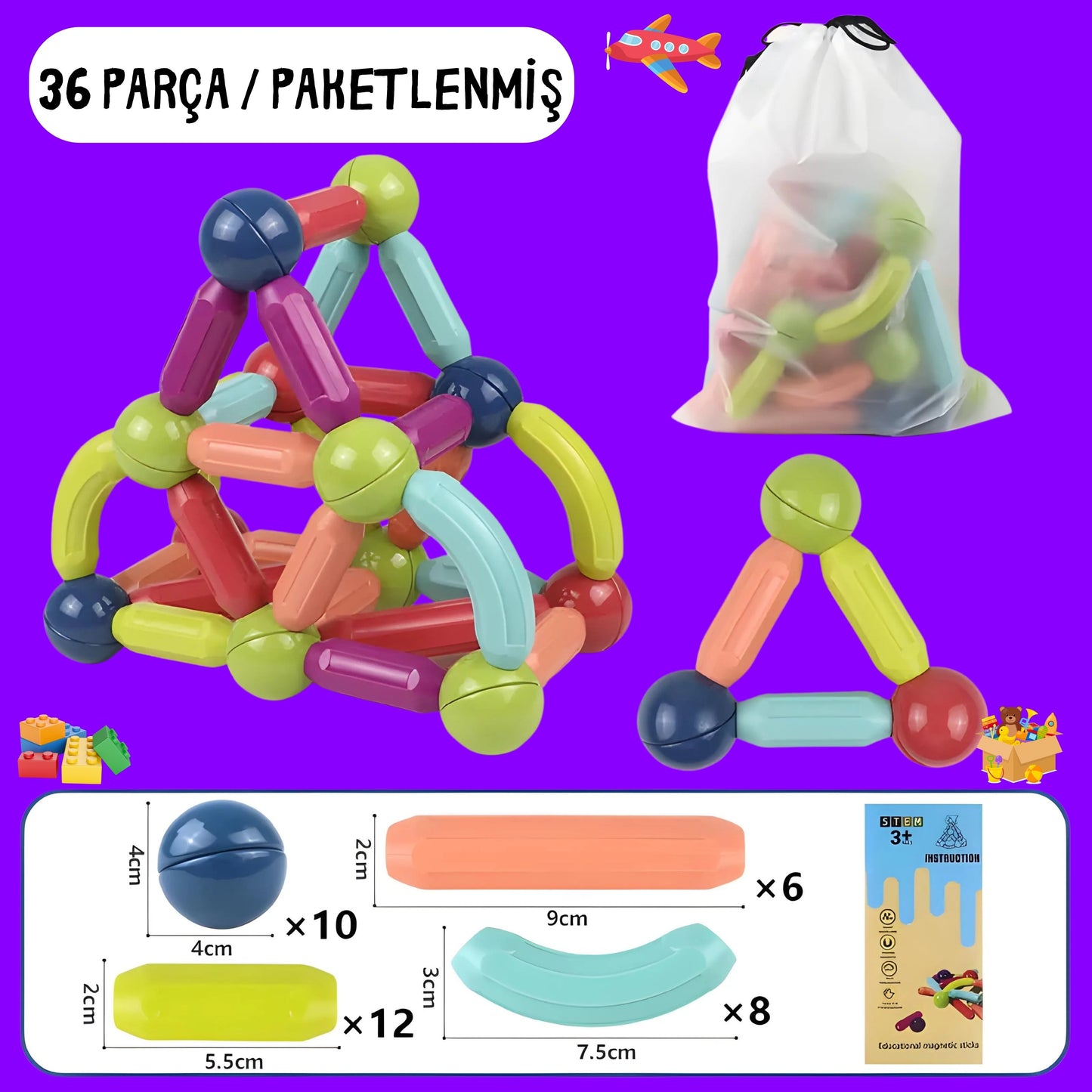 Educational Magnetic Stick and Magnetic Building Blocks Toy