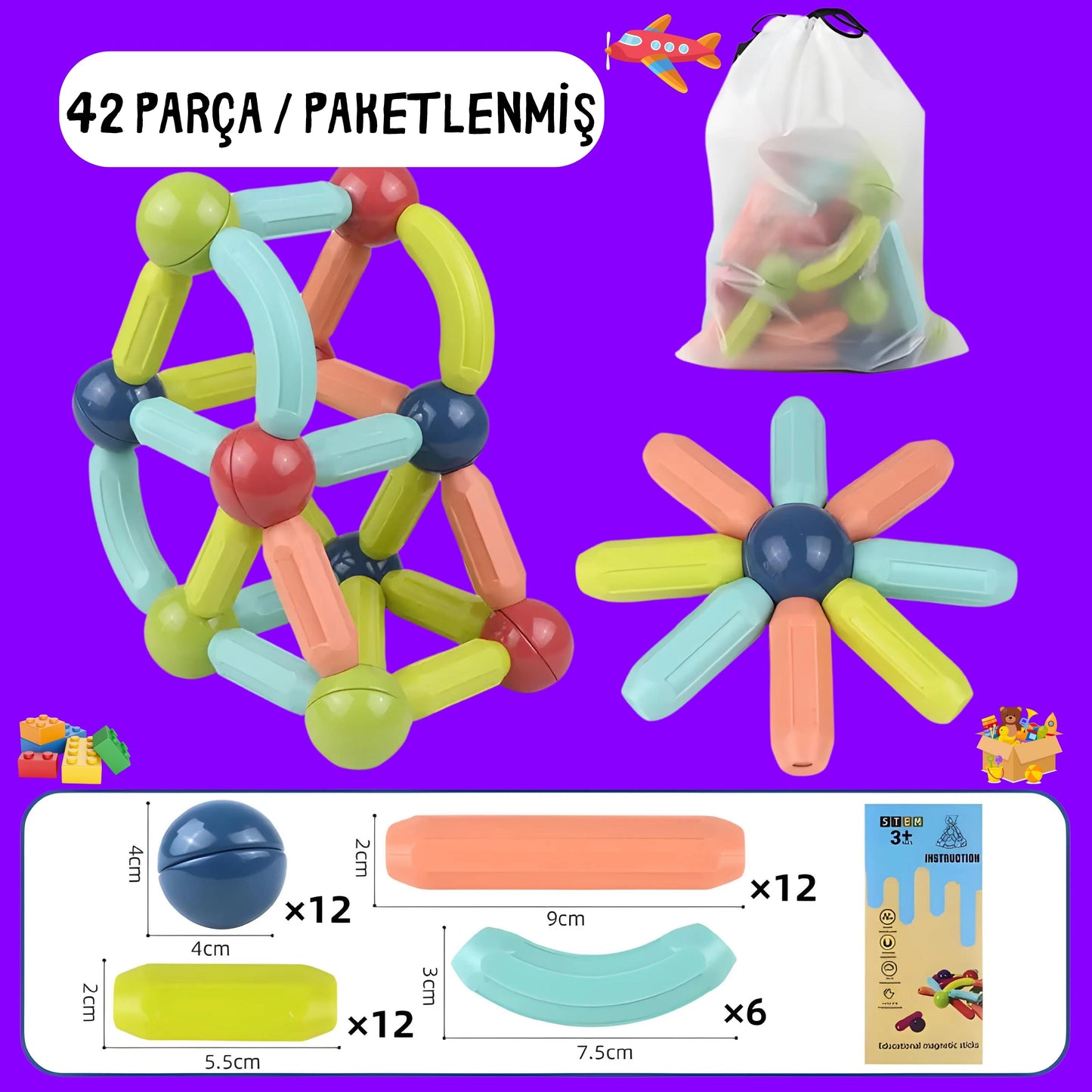 Educational Magnetic Stick and Magnetic Building Blocks Toy