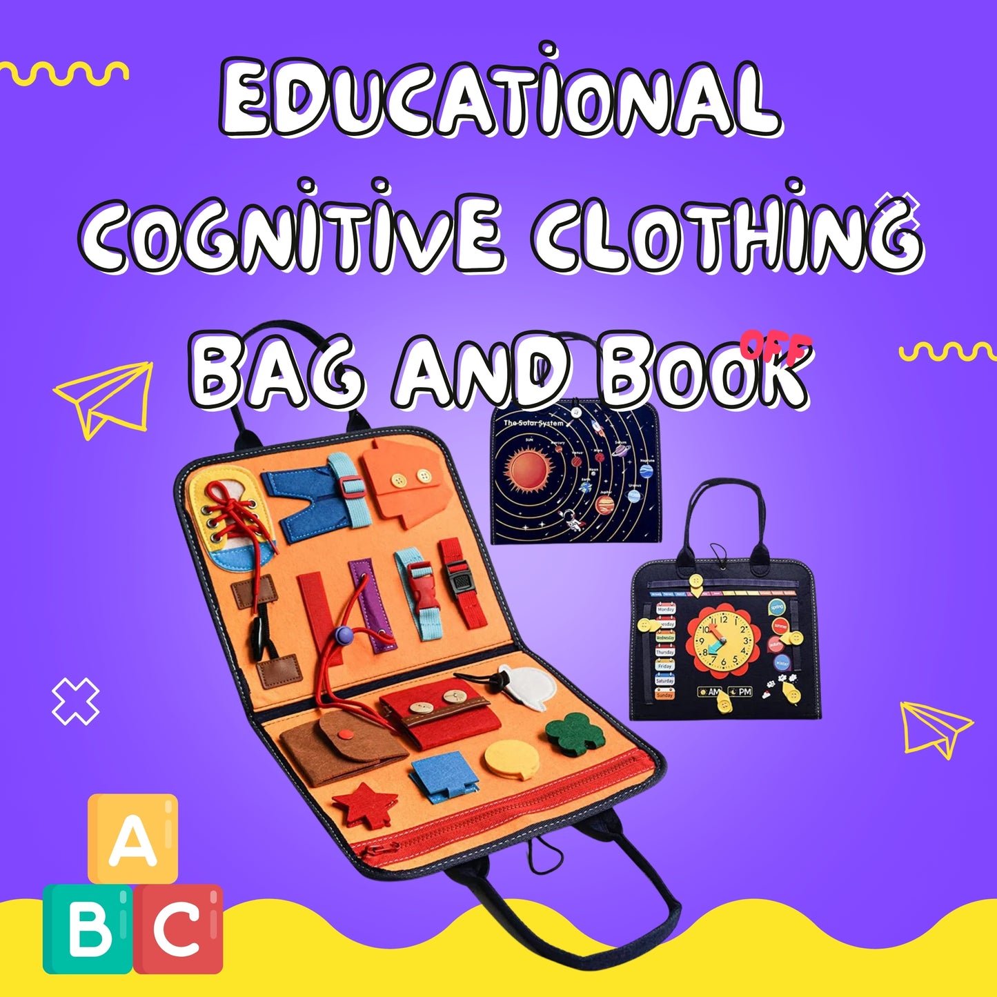 Educational Cognitive Clothing Bag and Book