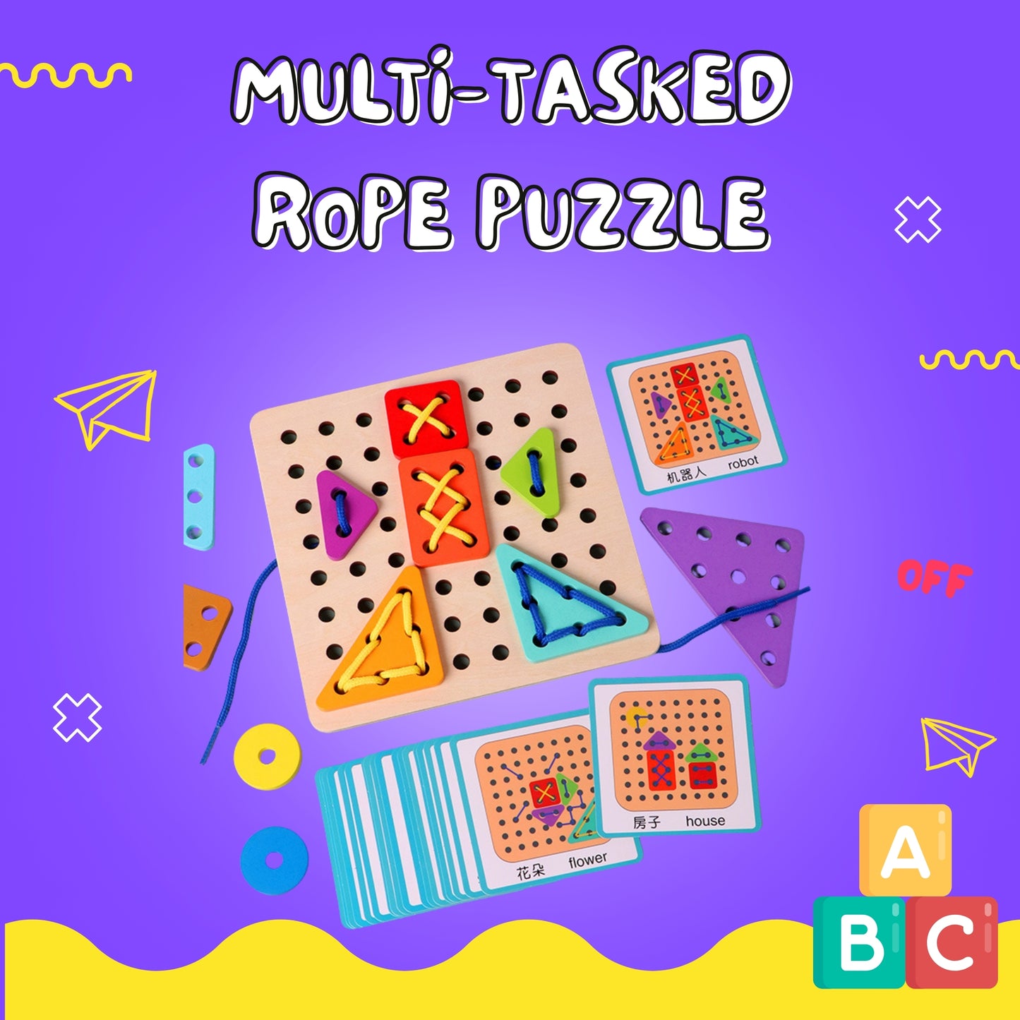 Multi-Tasking Rope-Assembled Educational Puzzle Toy